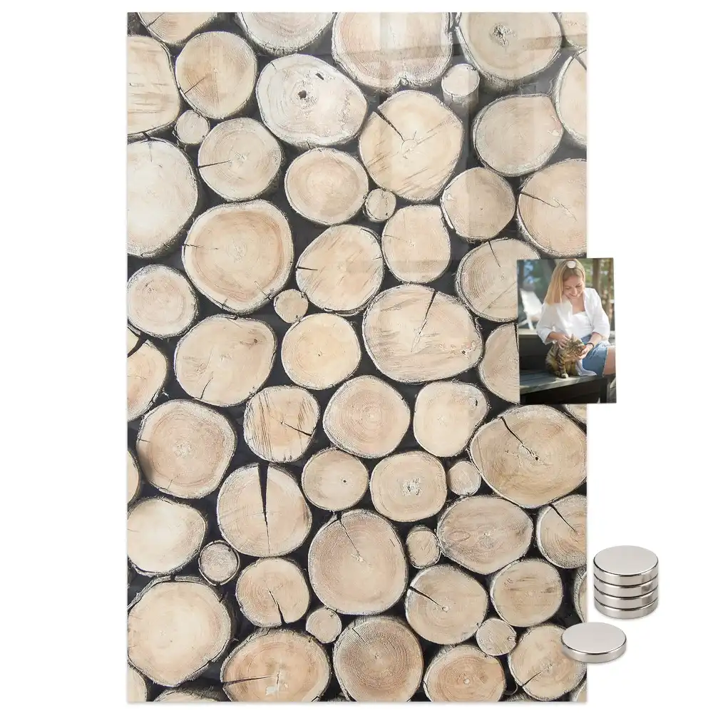 Tablă magnetică de perete cu imprimeu trunchiuri de copaci