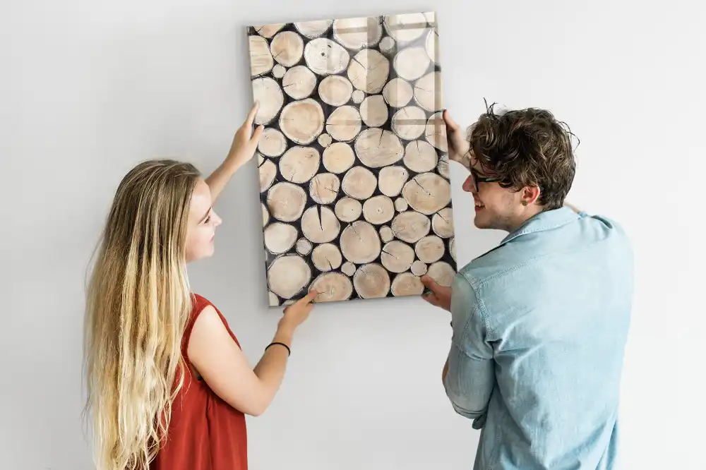 Tablă magnetică de perete cu imprimeu trunchiuri de copaci