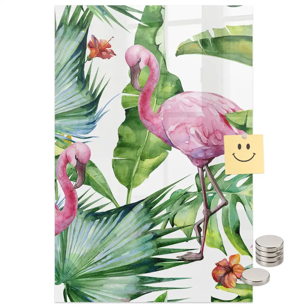 Tablă magnetică de perete cu design artistic flamingo