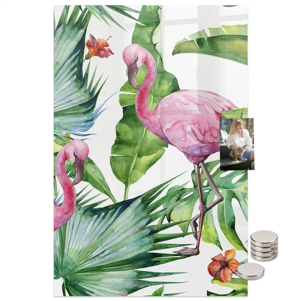 Tablă magnetică de perete cu design artistic flamingo