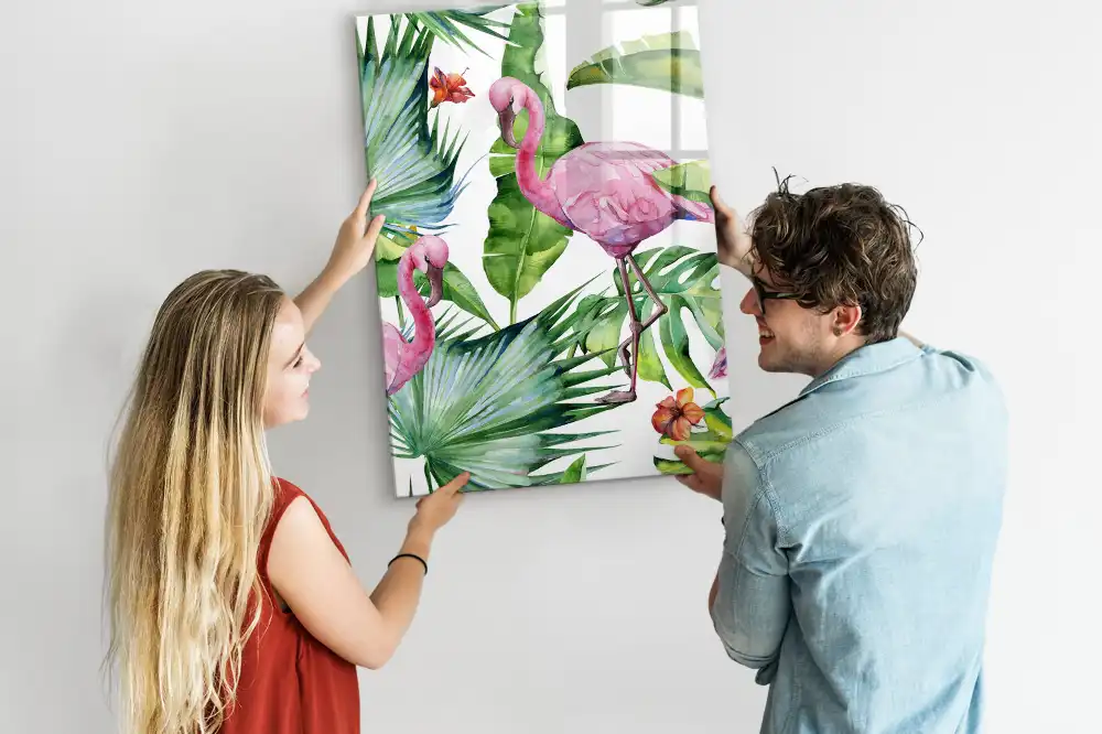 Tablă magnetică de perete cu design artistic flamingo