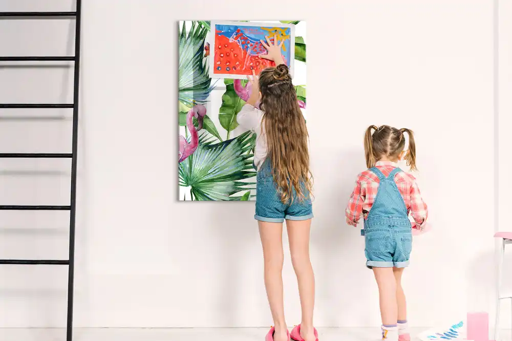 Tablă magnetică de perete cu design artistic flamingo