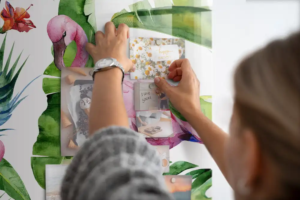 Tablă magnetică de perete cu design artistic flamingo