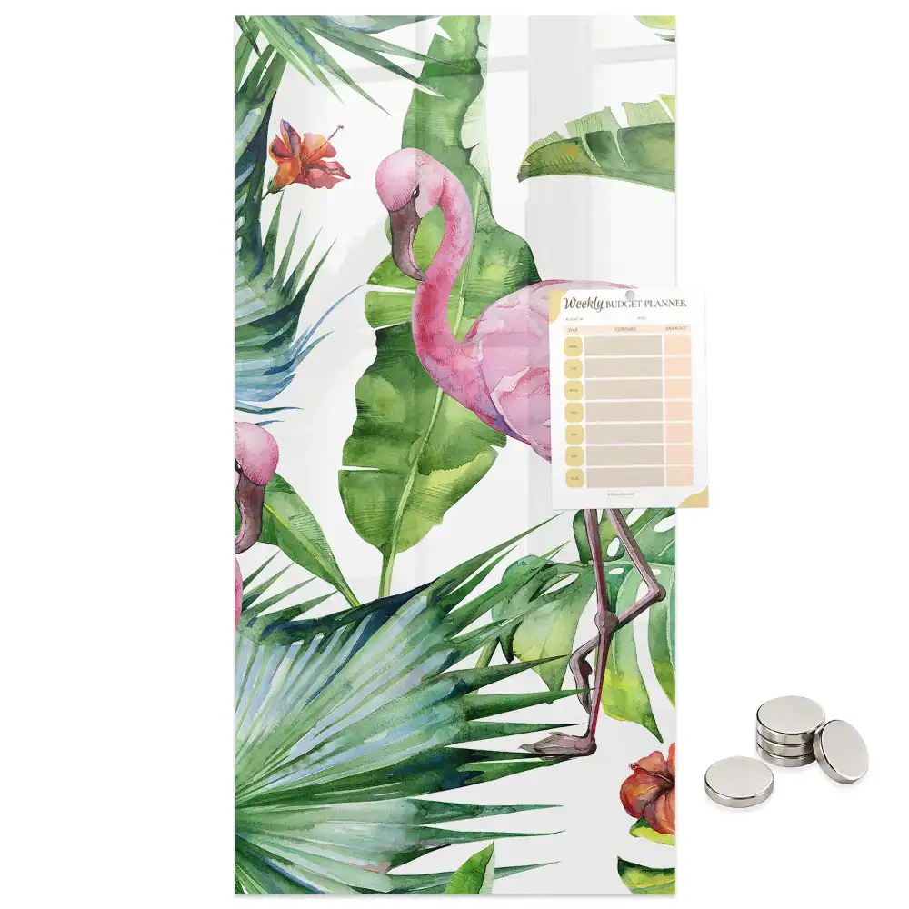 Tablă magnetică de perete cu design artistic flamingo