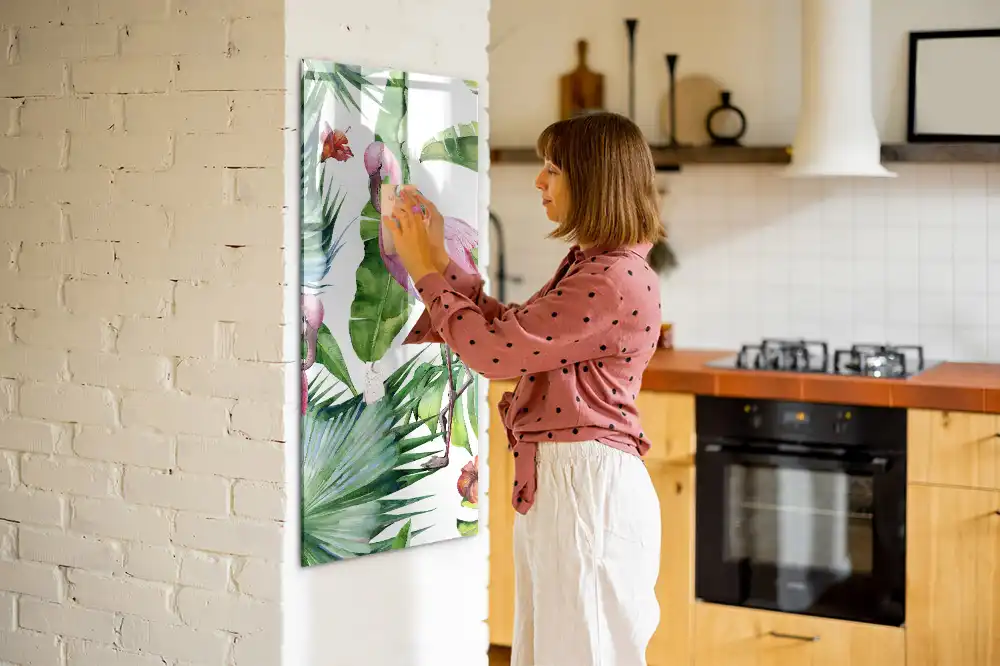 Tablă magnetică de perete cu design artistic flamingo