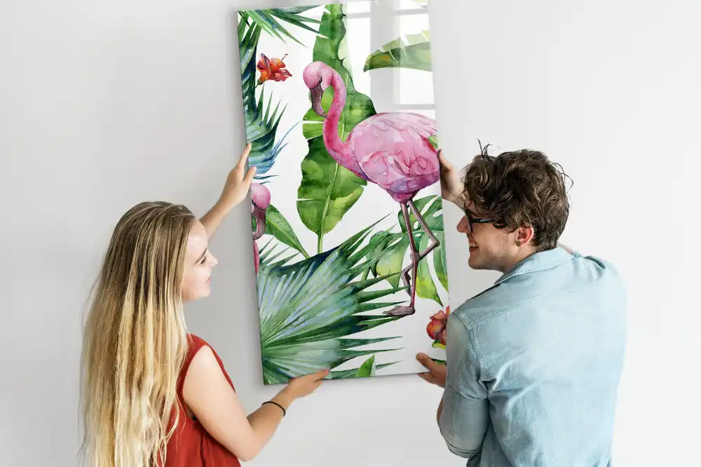 Tablă magnetică de perete cu design artistic flamingo