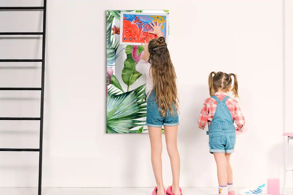 Tablă magnetică de perete cu design artistic flamingo