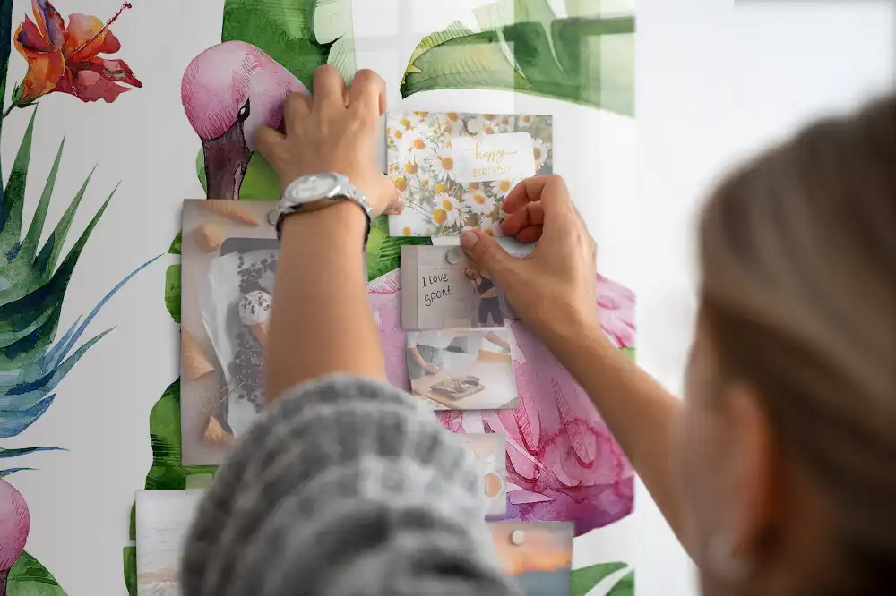 Tablă magnetică de perete cu design artistic flamingo