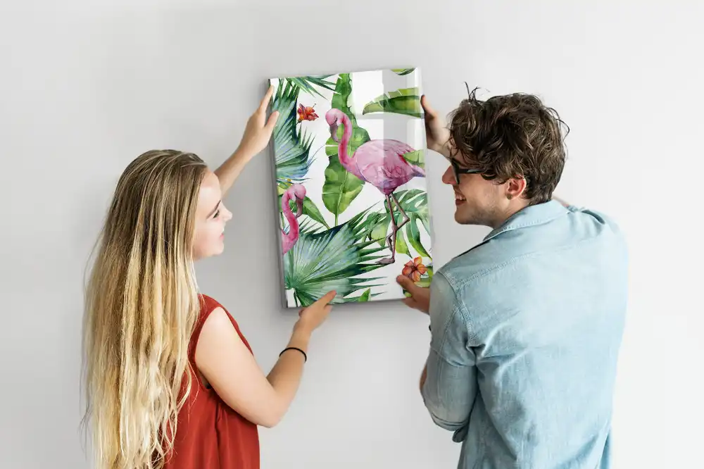Tablă magnetică de perete cu design artistic flamingo