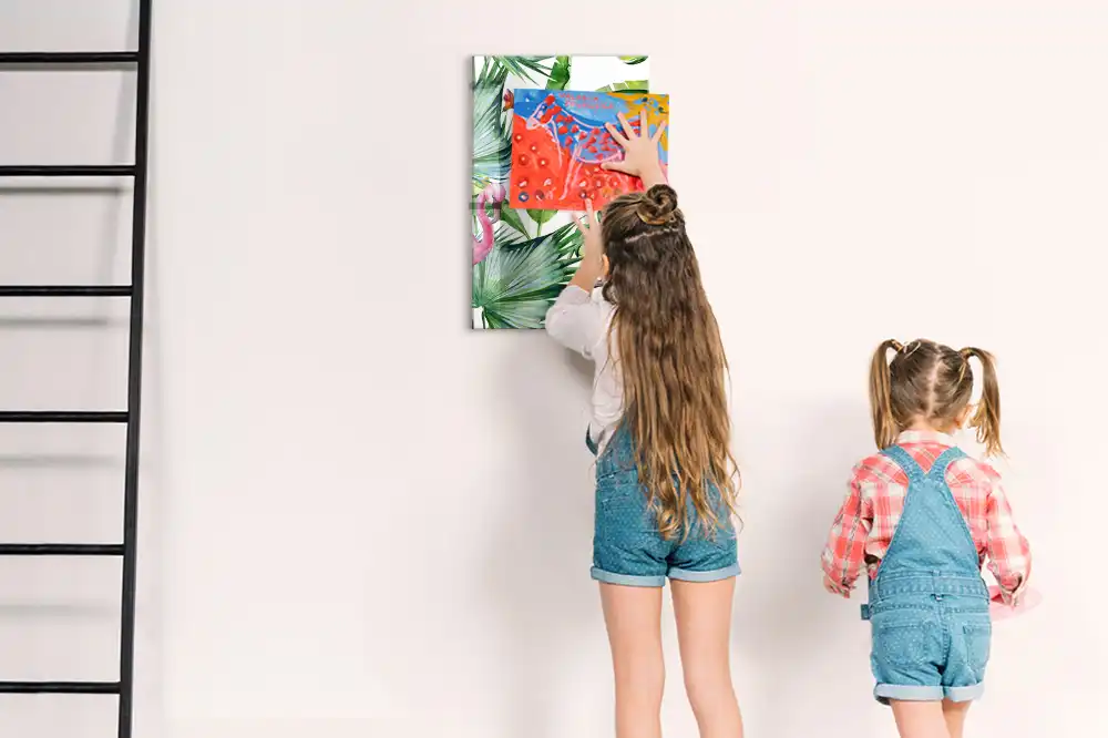 Tablă magnetică de perete cu design artistic flamingo