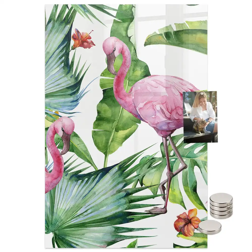 Tablă magnetică de perete cu design artistic flamingo