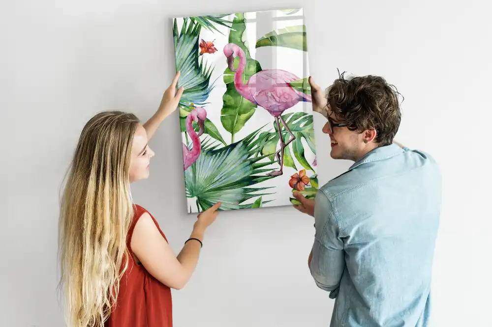 Tablă magnetică de perete cu design artistic flamingo