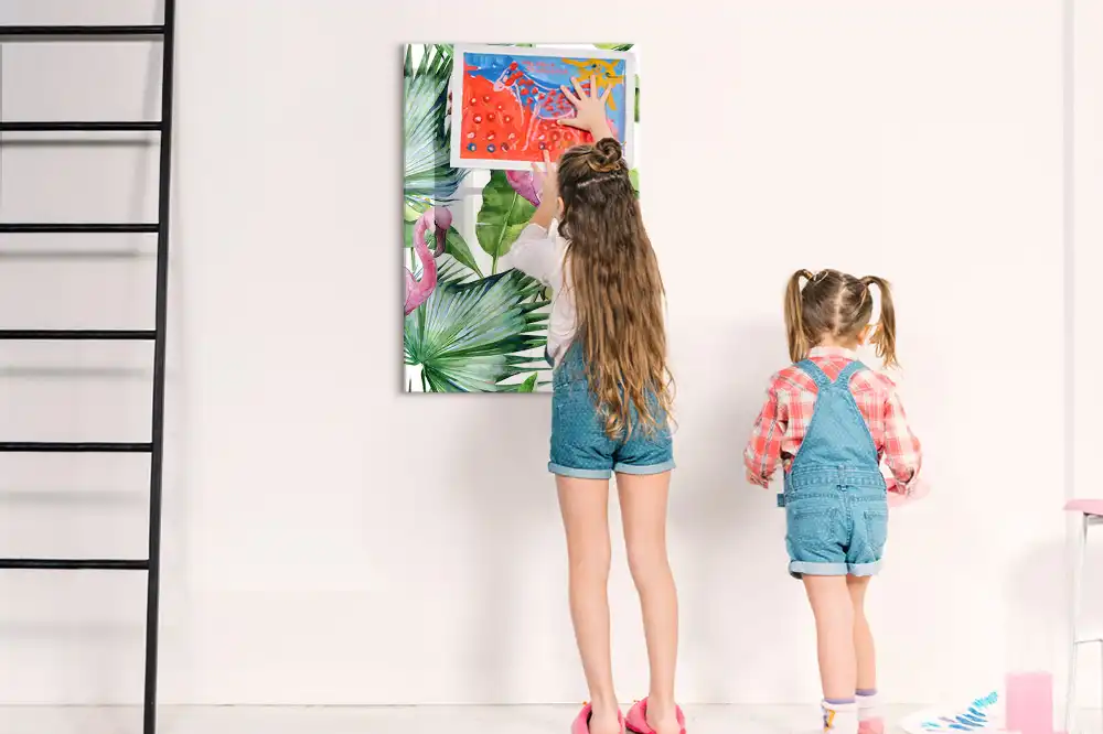 Tablă magnetică de perete cu design artistic flamingo