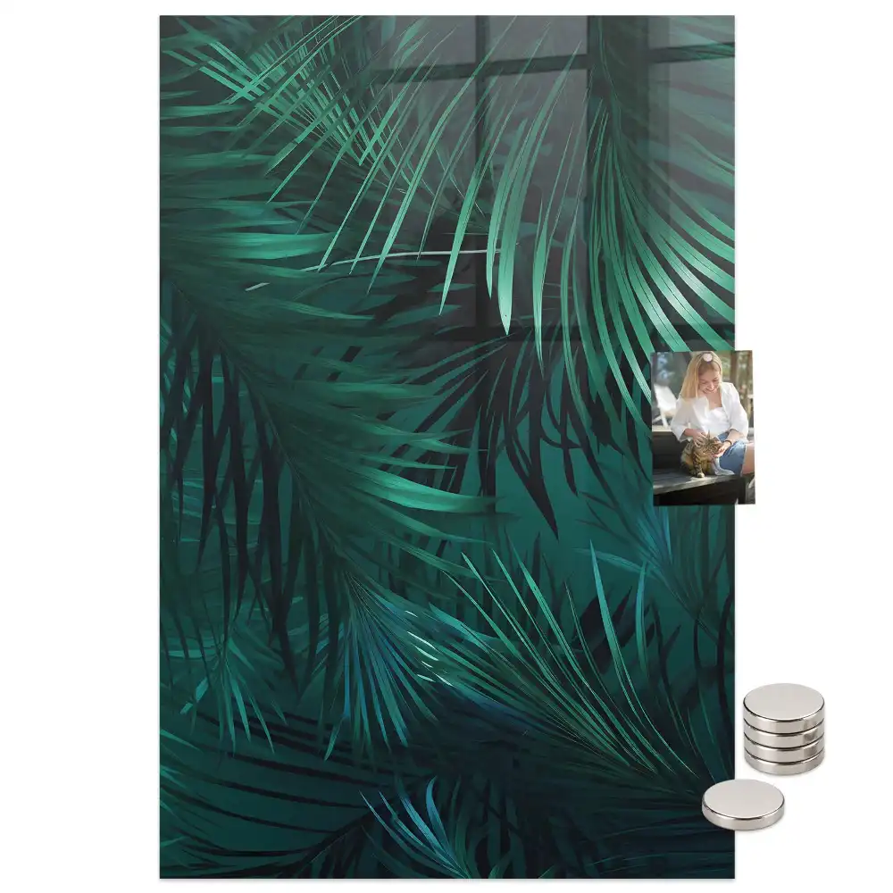 Tablă magnetică de perete cu motiv de frunze tropicale