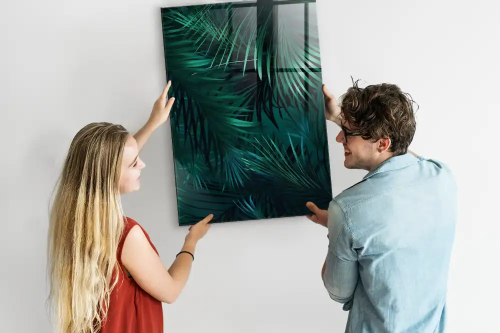 Tablă magnetică de perete cu motiv de frunze tropicale