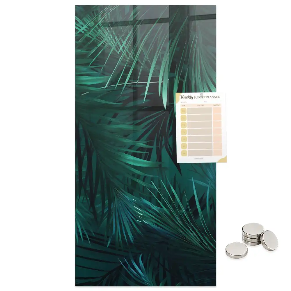 Tablă magnetică de perete cu motiv de frunze tropicale