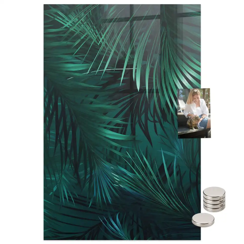 Tablă magnetică de perete cu motiv de frunze tropicale