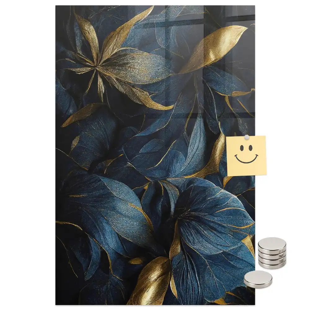 Tablă magnetică de perete cu model floral întunecat