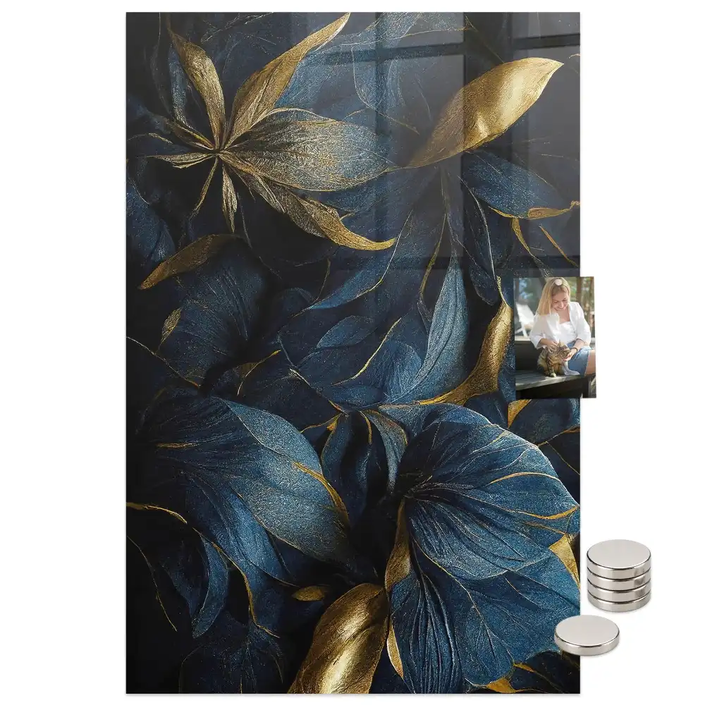 Tablă magnetică de perete cu model floral întunecat