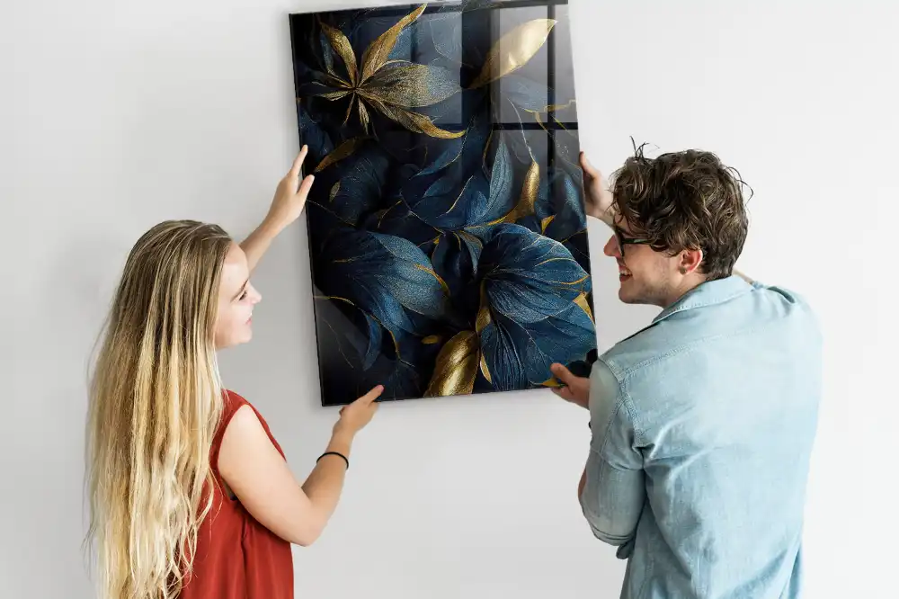 Tablă magnetică de perete cu model floral întunecat