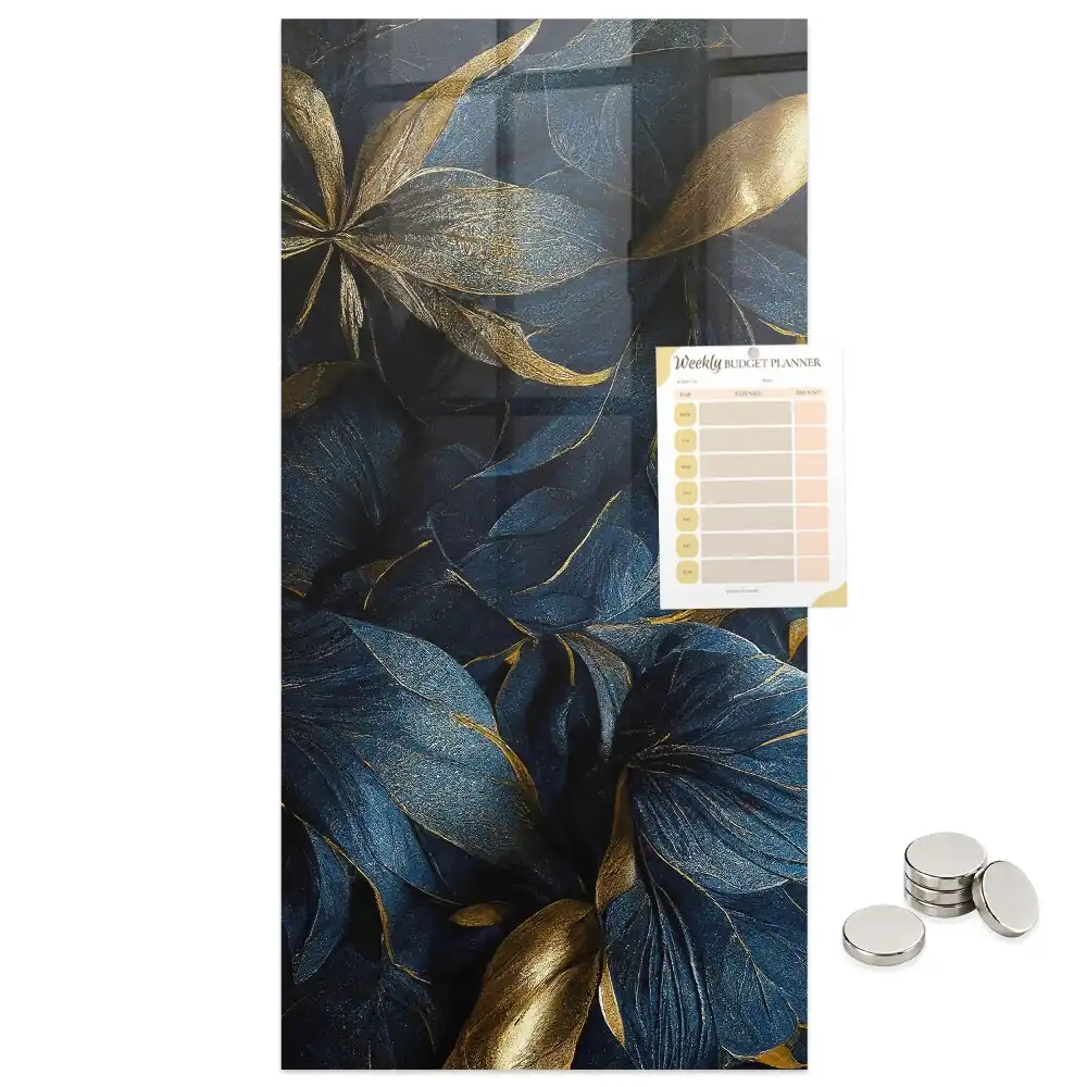 Tablă magnetică de perete cu model floral întunecat