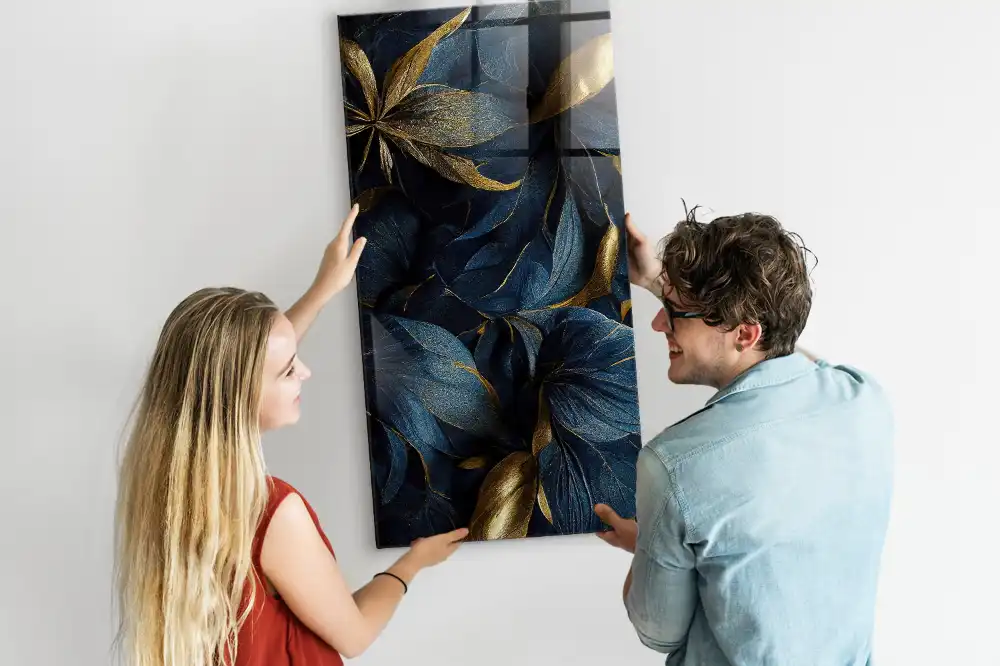 Tablă magnetică de perete cu model floral întunecat