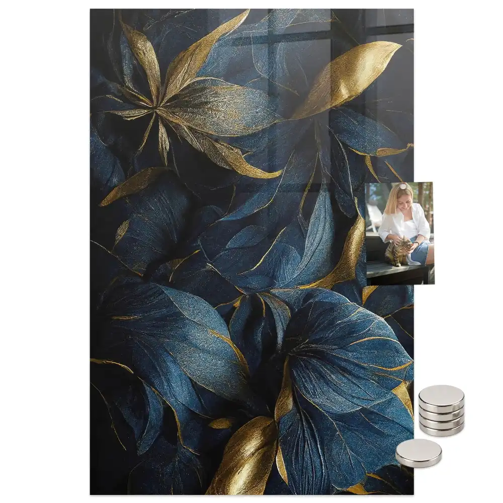 Tablă magnetică de perete cu model floral întunecat