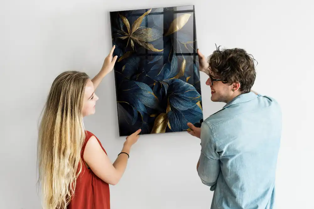 Tablă magnetică de perete cu model floral întunecat