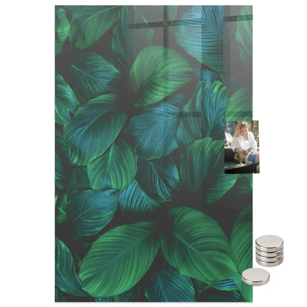 Tablă magnetică cu model de frunze tropicale mari