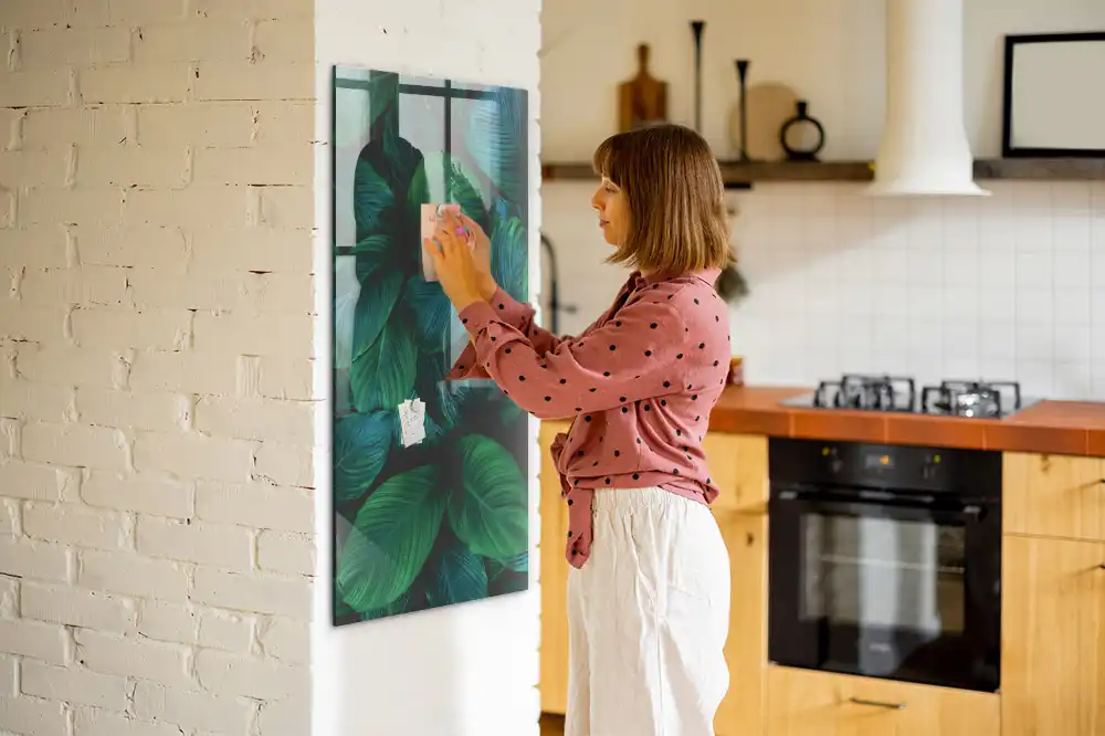 Tablă magnetică cu model de frunze tropicale mari