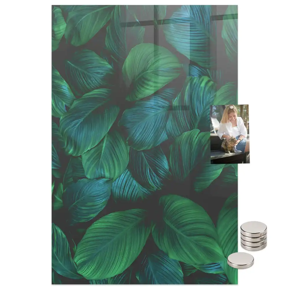 Tablă magnetică cu model de frunze tropicale mari