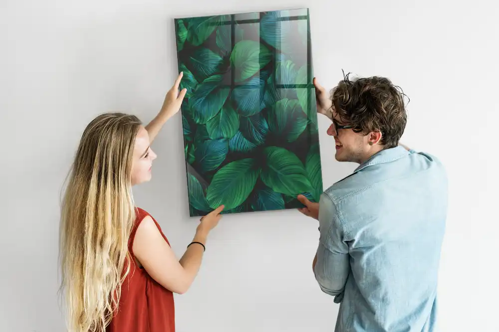 Tablă magnetică cu model de frunze tropicale mari