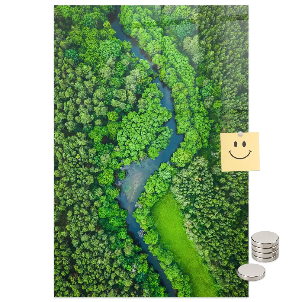 Tablă magnetică de perete cu motiv râu de pădure
