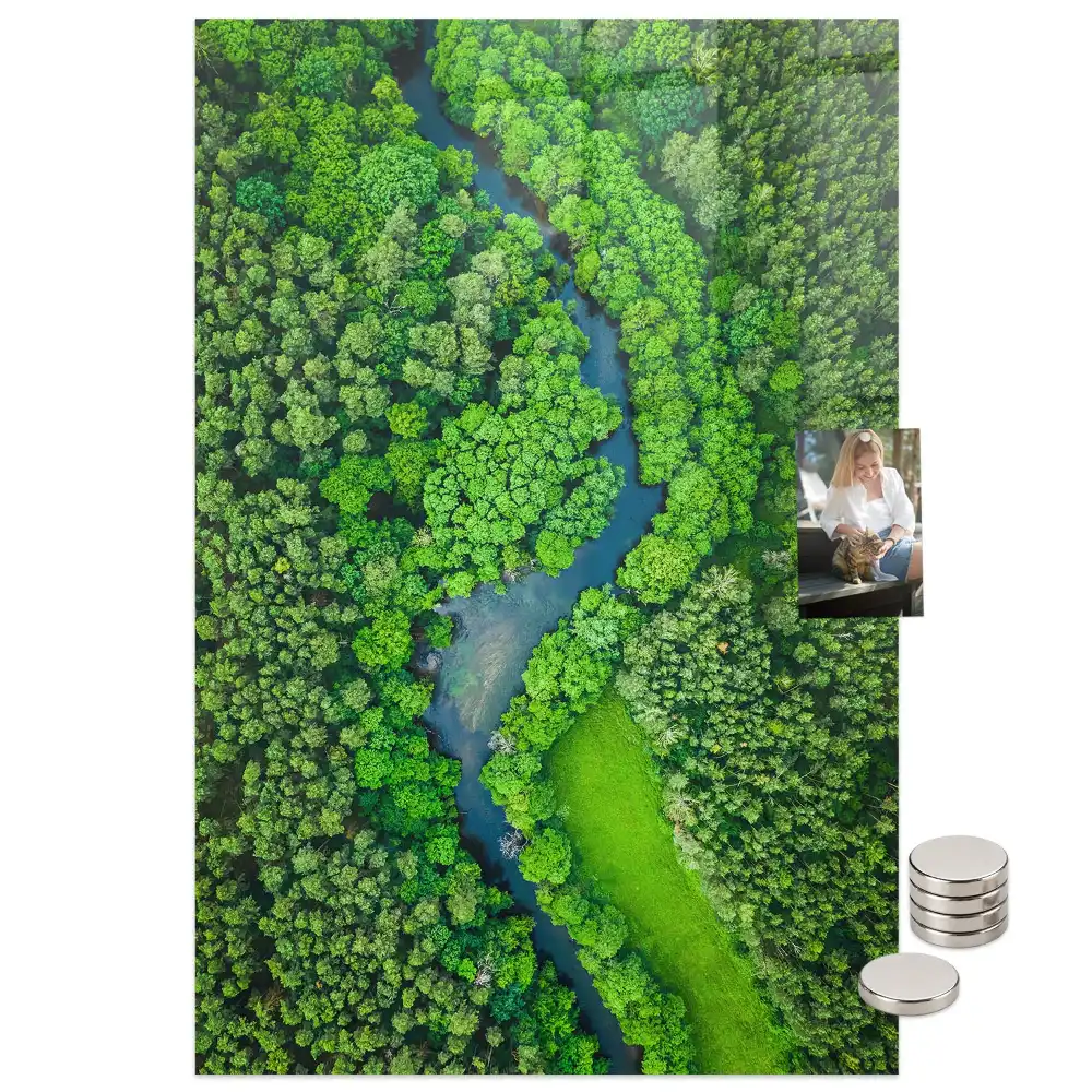 Tablă magnetică de perete cu motiv râu de pădure