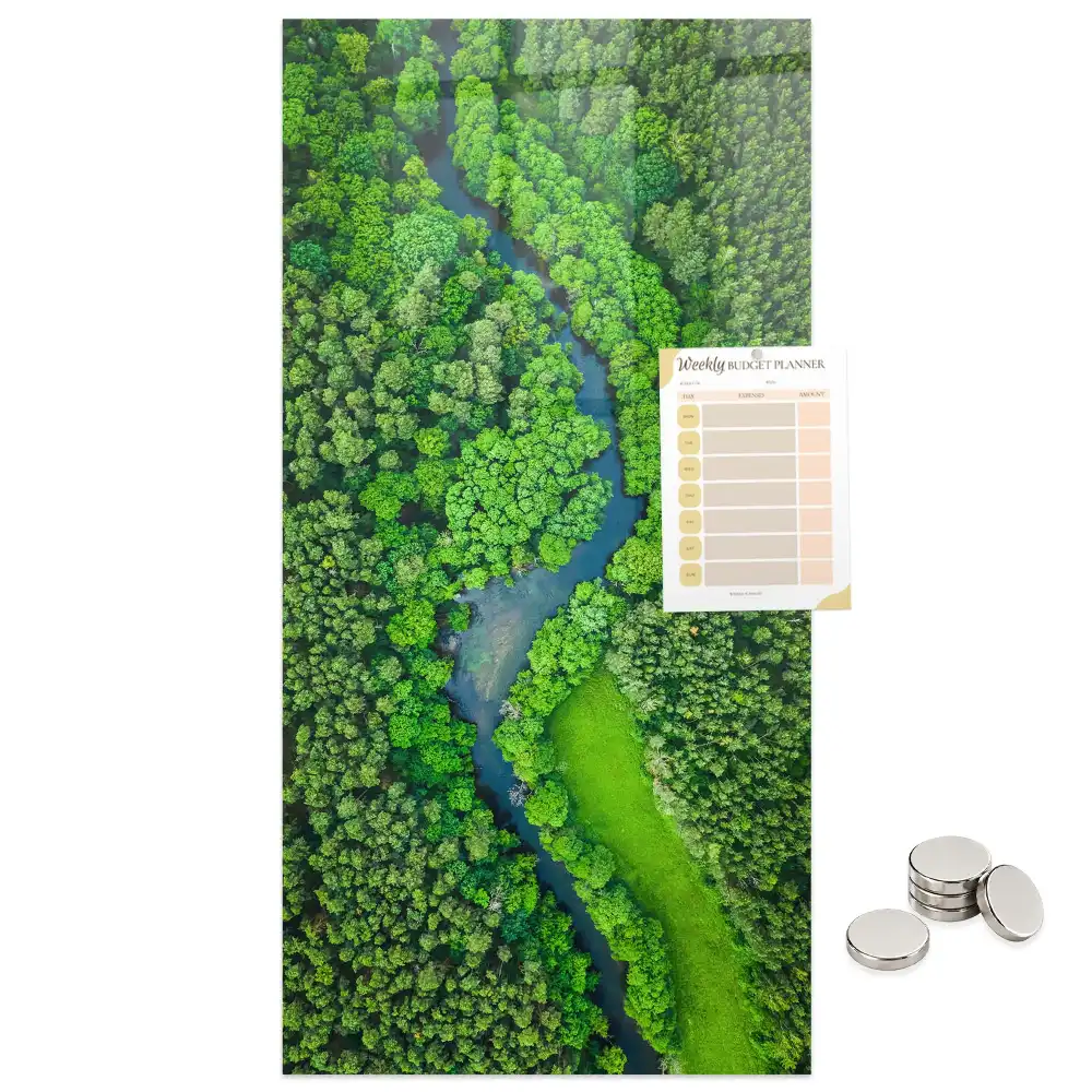 Tablă magnetică de perete cu motiv râu de pădure