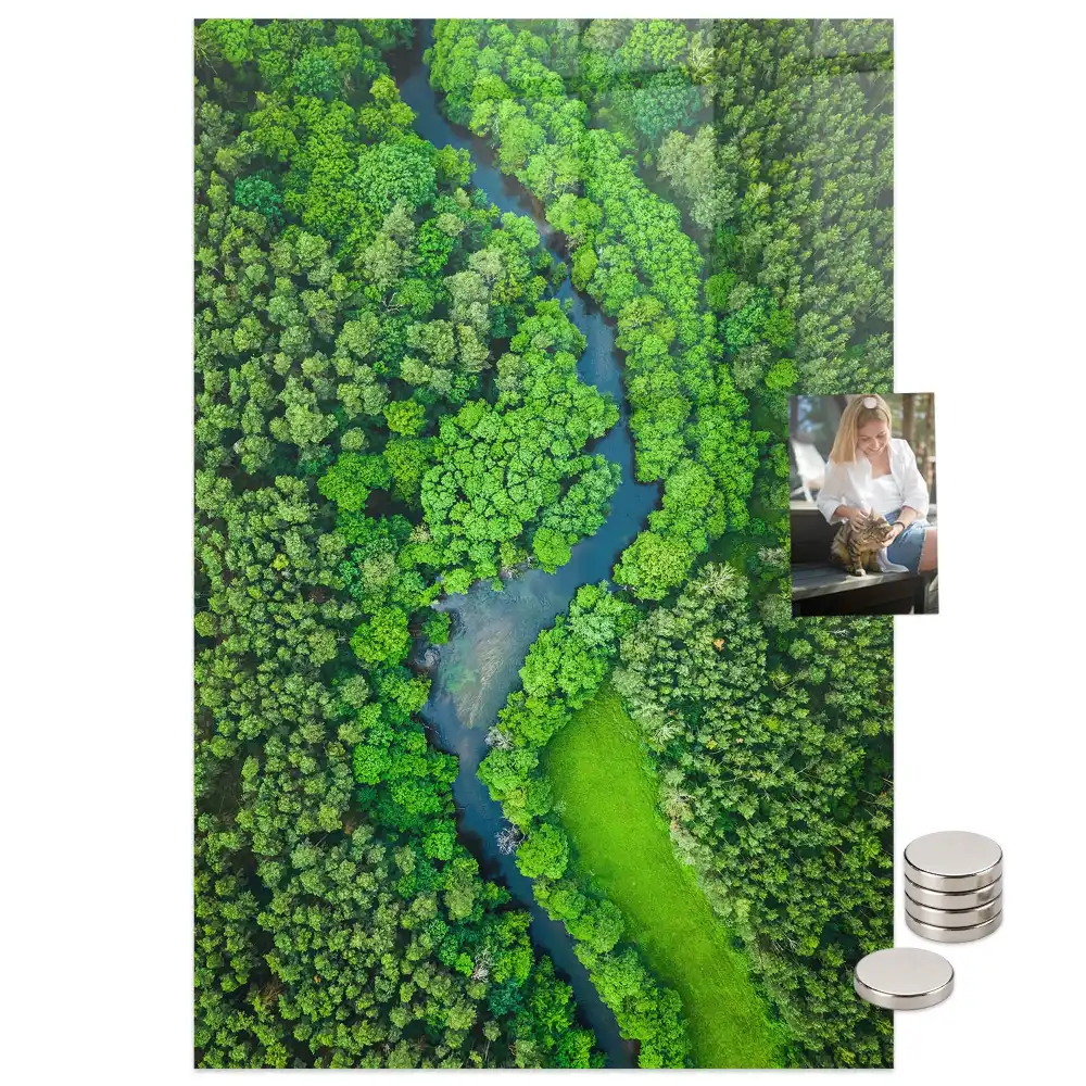 Tablă magnetică de perete cu motiv râu de pădure
