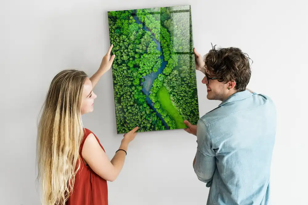 Tablă magnetică de perete cu motiv râu de pădure