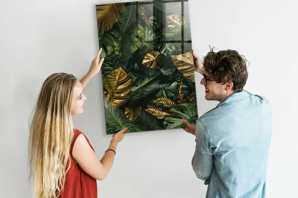 Tablă magnetică cu model de frunze tropicale