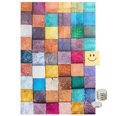 Tablă magnetică de perete cu cuburi colorate din lemn