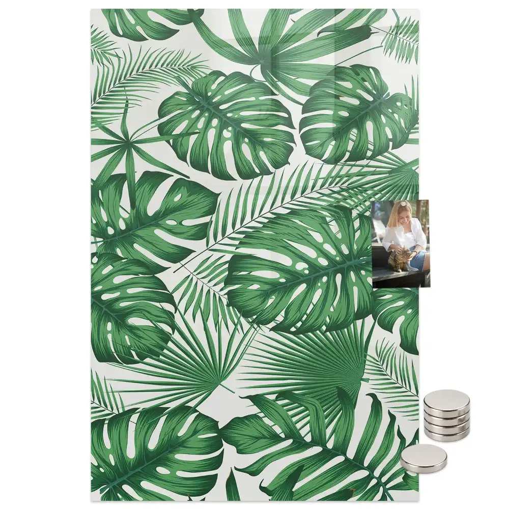 Tablă magnetică de perete cu model frunze de monstera