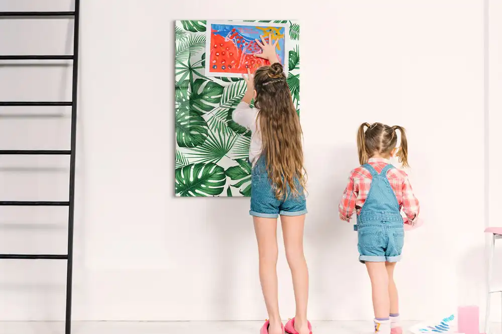 Tablă magnetică de perete cu model frunze de monstera