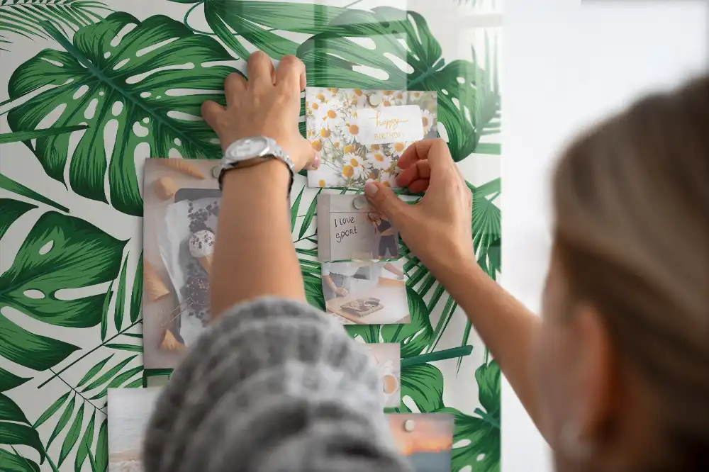 Tablă magnetică de perete cu model frunze de monstera