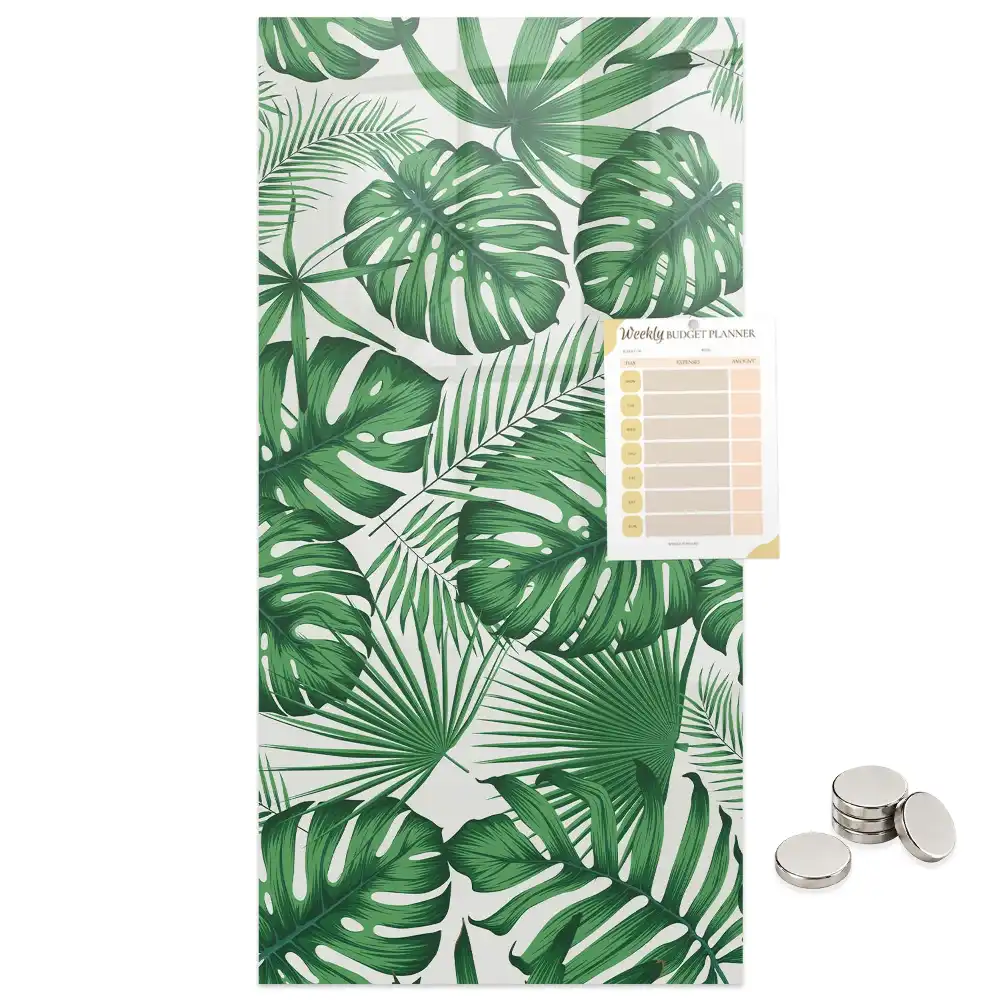 Tablă magnetică de perete cu model frunze de monstera