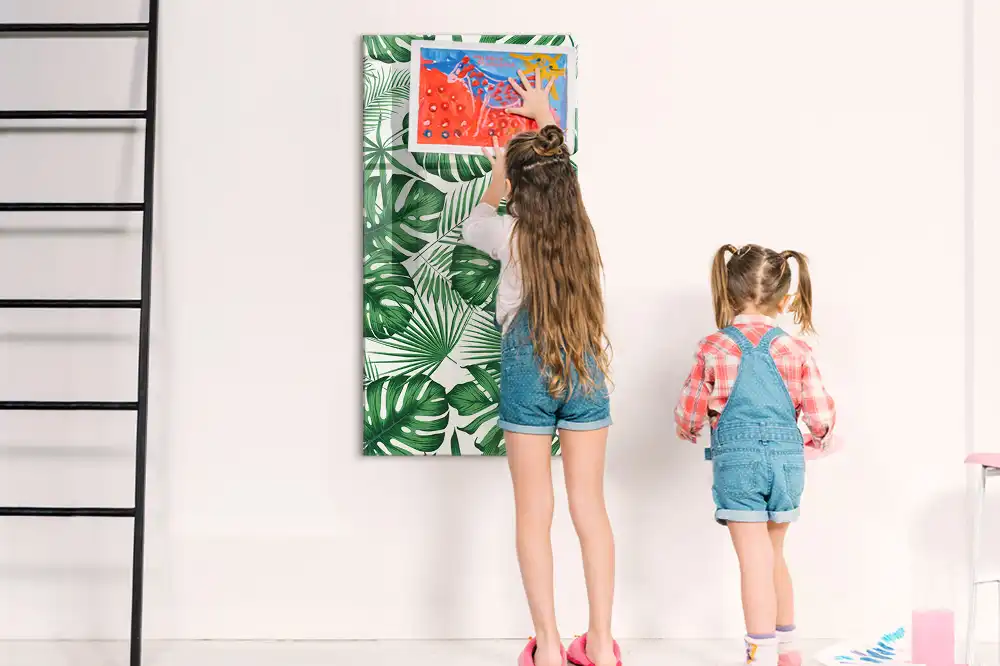 Tablă magnetică de perete cu model frunze de monstera