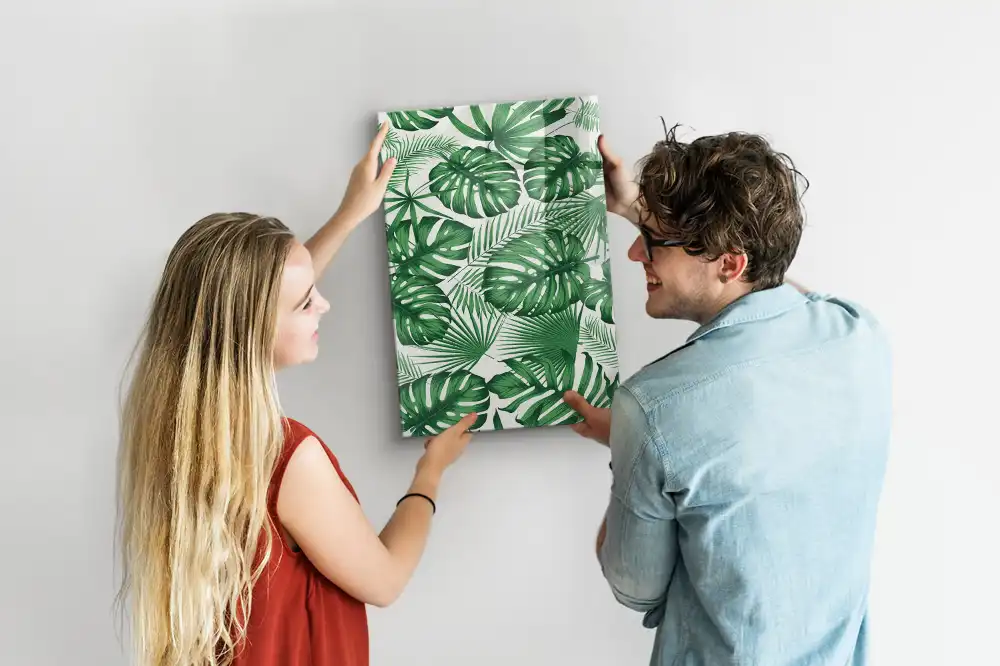 Tablă magnetică de perete cu model frunze de monstera