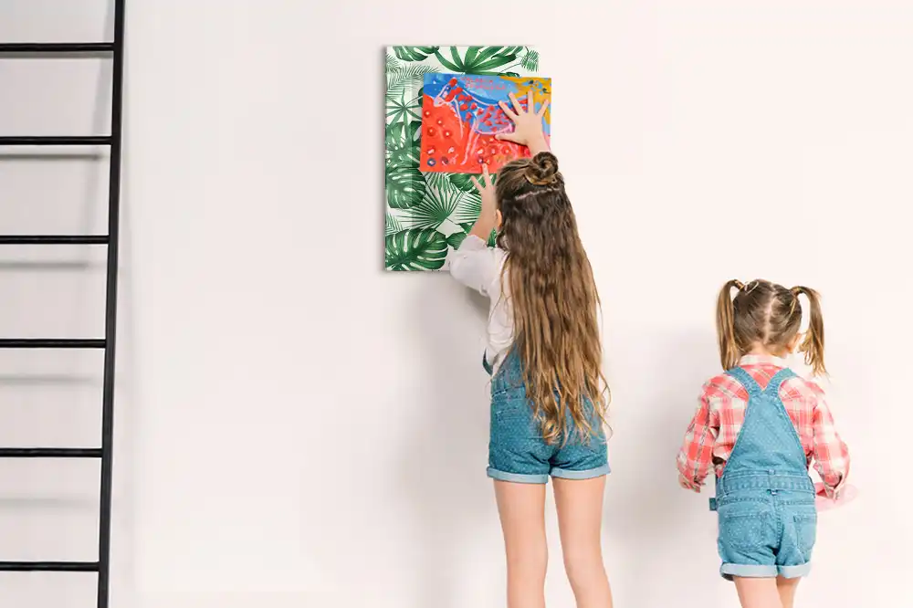 Tablă magnetică de perete cu model frunze de monstera
