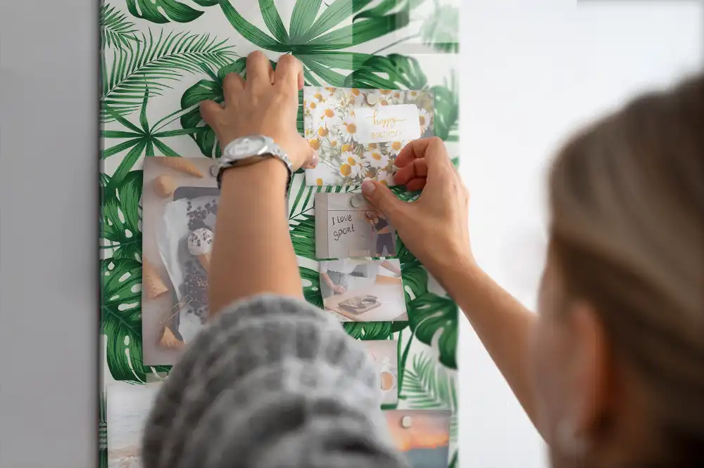 Tablă magnetică de perete cu model frunze de monstera
