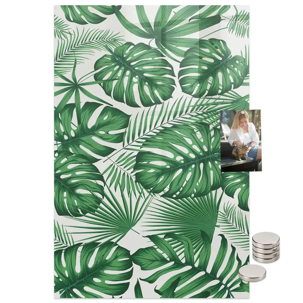 Tablă magnetică de perete cu model frunze de monstera