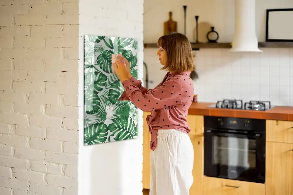 Tablă magnetică de perete cu model frunze de monstera