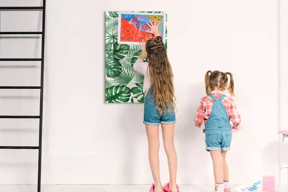 Tablă magnetică de perete cu model frunze de monstera
